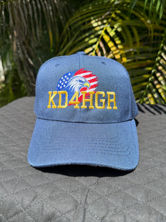 Custom Embroidered Ham Radio Call Sign Hat – Eagle with American Flag