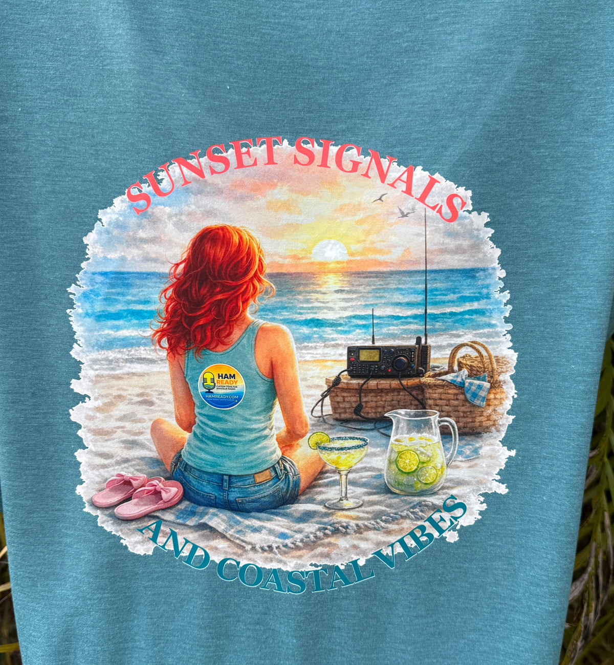 Sunset Signals & Coastal Vibes Women's Coastal Ham Radio Shirt