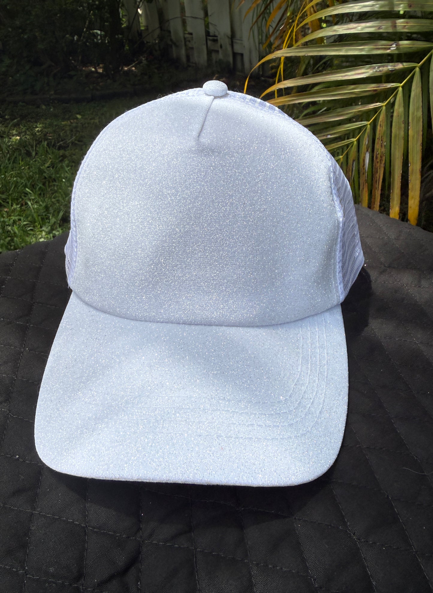 Custom Embroidered Ladies Glitter Mesh Trucker Hat for the Ham Radio YL's and XYL's