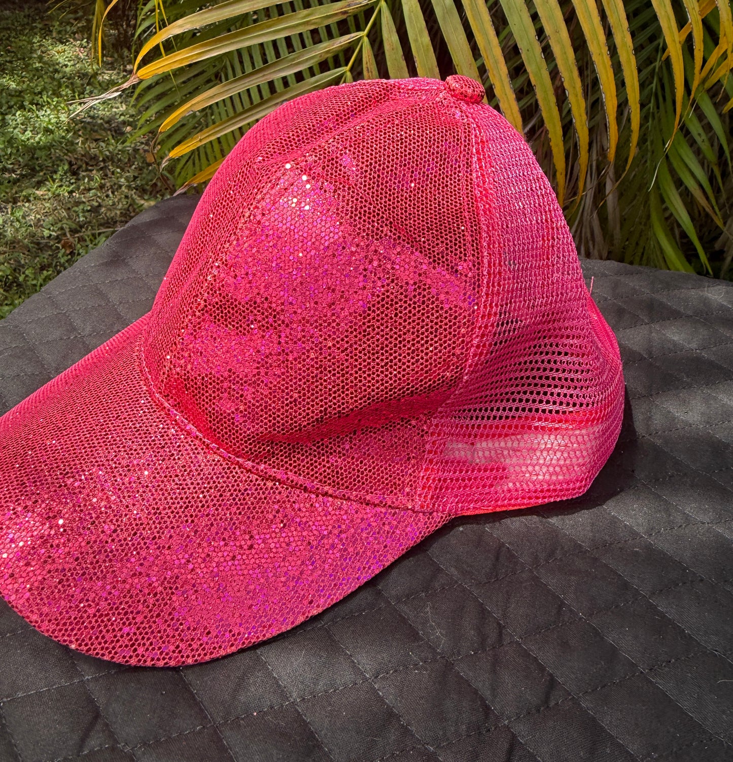 Custom Embroidered Ladies Glitter Mesh Trucker Hat for the Ham Radio YL's and XYL's