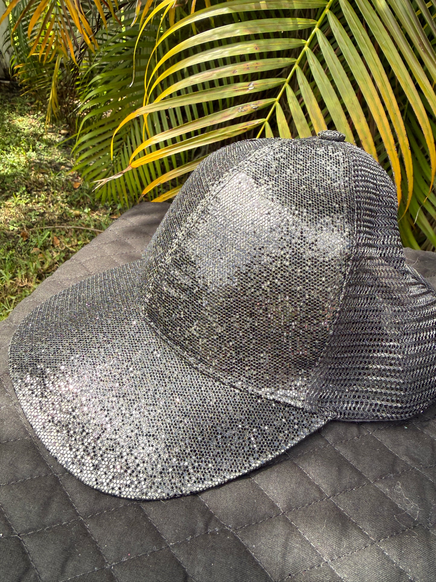 Custom Embroidered Ladies Glitter Mesh Trucker Hat for the Ham Radio YL's and XYL's