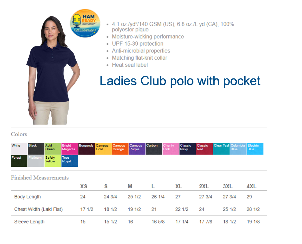 GCARA Embroidered Club Ladies Polo Gold Coast Amateur Radio