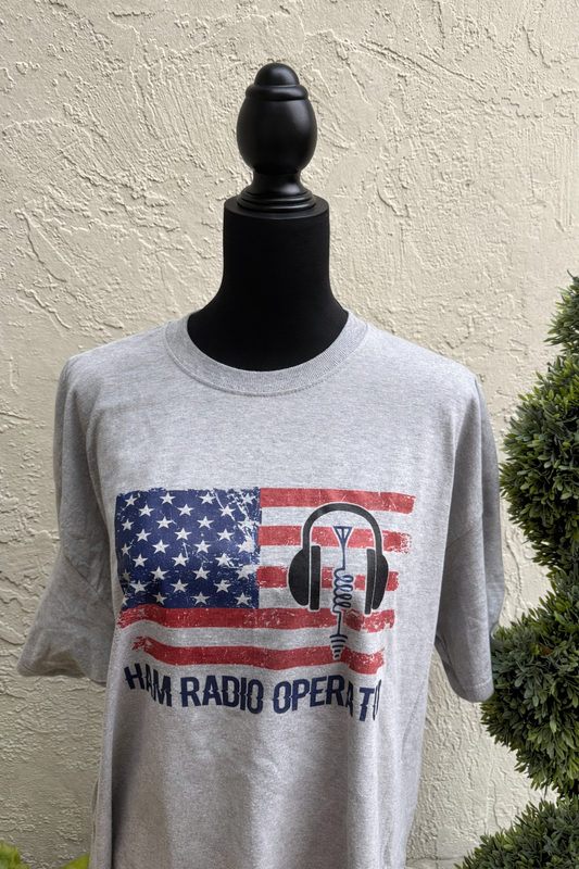 American Flag Ham Radio Operator T-shirt with or without call sign
