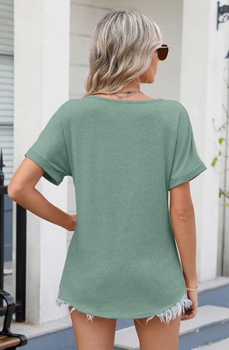 POTA Style – Beach Embroidered V-Neck T-Shirt
